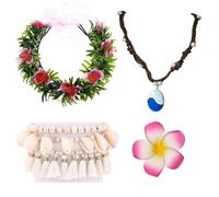 XFSRG 6 Pezzi Coroncina Fiori Fascia Capelli Donna Set di Fermagli per Capelli Cavigliere e Collane Set da Spiaggia per Feste in Spiaggia Viaggi e Incontri