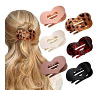 XFSRG 6 Pezzi Fermagli per Capelli a Forma di Cuore per Donna Clip Eleganti Pinza con Design Piatto e Curvo Molletta Capelli per Tutti i Giorni, Feste e Vacanze (Multicolore)