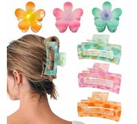 XFSRG 6 Pezzi Fermaglio Capelli Donna 3 Mollettone Capelli Quadrata e 3 Fermagli per Capelli a Fiore Antiscivolo ed Eleganti per Capelli Spessi e Sottili