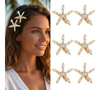 XFSRG 6 Pezzi Fermaglio per Capelli Stella Marina Fermagli per Sirena Spilla Perla Strass Mollette per Donna Ragazze Accessori Capelli Matrimonio Carnevale Spiaggia