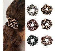 XFSRG 6 Pezzi Scrunchies per Capelli in Leopardata Elastici per Capelli in Raso Morbido Elastici per Hairband Retrò Coda di Cavallo Adatti a Tutti i Tipi e Consistenze