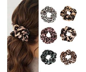 XFSRG 6 Pezzi Scrunchies per Capelli in Leopardata Elastici per Capelli in Raso Morbido Elastici per Hairband Retrò Coda di Cavallo Adatti a Tutti i Tipi e Consistenze