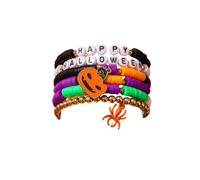 XFSRG 6 Pezzi Set di Perline Bracciale Halloween Bracciale Pipistrello Zucca Ciondolo Braccialetti Strega Fantasma Ragno Halloween Braccialetti Impilabili Elastica Helloween Gioielli Cosplay
