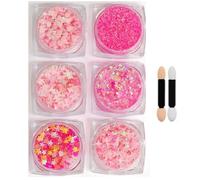 XFSRG 6 Pezzi Trucco Glitter per Viso Corpo e Capelli con Stelle Cuori e Farfalle per Trucco Scintillante Perfetto per Carnevale Halloween e Feste in Maschera (Rosa)