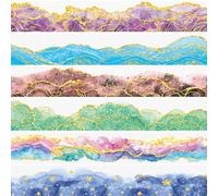 XFSRG 6 Rotoli Washi Tape Set Colorati Carta Acquerello Sfumato Onde Galattiche Decorazione per Fai da Te Agende Album di Ritagli