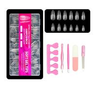 XFSRG 600 Pezzi Unghie Trasparenti 15 Misure Tip Super Sottili e Invisibili Smerigliato con 5 Accessori per Manicure per Donne Saloni e Estetista (06)