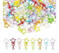 XFSRG 64 Pezzi Portachiavi a Stella Colorati con Moschettone Girevole Anelli Portachiavi per DIY e Fai da Te per Zaini Portafogli Chiavi e Decorazioni Pendenti