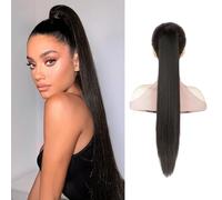 XFSRG 66cm Extension Capelli Lisci Con Forcine Capelli Finti Donna Coda Del Cavallo Regali Ragazze Donna Per appuntamento Celebrazione Festa Banchetti(Marron Nero)