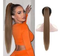 XFSRG 66cm Extension Capelli Lisci Con Forcine Capelli Finti Donna Coda Del Cavallo Regali Ragazze Donna Per appuntamento Celebrazione Festa Banchetti(Marrone Chiaro)