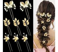 XFSRG 8 Pezzi Accessorio per Capelli Foglie A Forma di U Forcine Capelli Sposa Tiara Cerimonia Nuziale Accessori per Donna e Ragazze