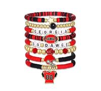 XFSRG 8 Pezzi Bracciale da Calcio da Donna Bracciale Ciondolo Impilabile Braccialetto Elastico Sportivi Rugby Casco e Maglia per gli Appassionati di Sport (Rosso)