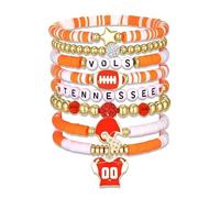 XFSRG 8 Pezzi Bracciale da Calcio da Donna Bracciale Ciondolo Impilabile Braccialetto Elastico Sportivi Rugby Casco e Maglia per gli Appassionati di Sport (Arancione)