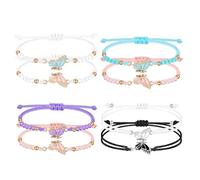 XFSRG 8 Pezzi Bracciali Donna Intrecciato Farfalla Simmetrica Bracciale con Perline Regolabile Set Regalo per l'Amicizia Tra Migliori Amiche