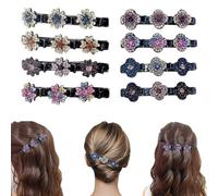 XFSRG 8 Pezzi Fermagli per Capelli a Forma di Fiore con Cristalli Scintillanti Accessori per Capelli Intrecciati con Impugnatura Antiscivolo Ideali per Donn(B)