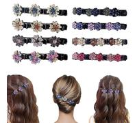 XFSRG 8 Pezzi Fermagli per Capelli a Forma di Fiore con Cristalli Scintillanti Accessori per Capelli Intrecciati con Impugnatura Antiscivolo Ideali per Donn(C)