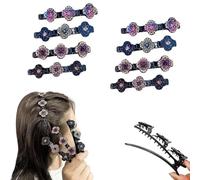 XFSRG 8 Pezzi Fermagli per Capelli a Forma di Fiore con Cristalli Scintillanti Accessori per Capelli Intrecciati con Impugnatura Antiscivolo Ideali per Donn(A)