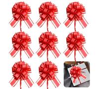 XFSRG 8 Pezzi Fiocchi Auto Matrimonio Coccarde Fiocco Matrimonio per Fiocchi Mazzi di Cesti Auto Feste di Natale e Matrimoni Fioristi(Rosso)