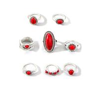XFSRG 8 Pezzi Pietra di Turchese Anelli Donna Stile Retrò Anelli Elegante e Originale per Tutti i Giorni Feste Festival Musicali
