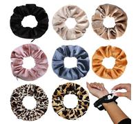 XFSRG 8 Pezzi Scrunchies per Capelli Multicolori Velluto Elastico in Scrunchies con Cerniera Set Morbido Elastici Capelli per Capelli da Donna Bambina Accessori (Set 1)