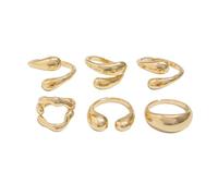 XFSRG Anelli Donna Acciaio Inossidabile Set 6 Pezzi forme avvolgenti aperte, ersatili indossare singolarmente o in combinazione per esprimere personalità e stile(Oro Chiaro)