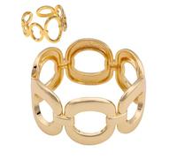 XFSRG Anelli Donna Bracciali Donna Set Gioielli Ovali Larghi Minimalista Geometrico Accessori Moda Contemporanea Lega Zinco Stile Moderno Elegante (Oro)