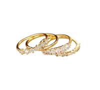 XFSRG Anelli Donna Set Placcate Oro Anelli Impilabili 4 Pezzi con Zirconi Brillanti Anello per Donna Ragazza Elegante Gioielli Regalo per Festa Matrimonio Anniversario