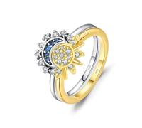XFSRG Anelli Donna Sole e Luna in Argento 925 Placcato Oro Anello Regolabile Elegante per Donne Anelli di Moda per Occasioni Speciali e Uso Quotidiano