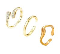 XFSRG Anelli Piedi Donna Regolabili in Oro 14K con Zirconi Set 3 Anelli Piedi di Design Elegante per Ragazze e Donne Anelli Toe Ring Vintage per Ogni Occasione