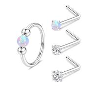 XFSRG Anelli Piercing Naso 4 Pezzi Acciaio Inossidabile Oro con Opale e Zirconi Stile Chic Moderno Perfetto per Layering Look Personale e Occasioni Trendy