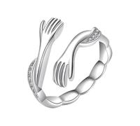 XFSRG Anello Donna Argento Mani Abbraccio Anelli Regolabili Gioielli Eleganti Donna Argento 925 Anello Antistress Anelli Acciaio Inossidabile