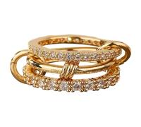 XFSRG Anello Donna con Cubica Zirconia Anelli Impilabili Elettroplaccato 3 Anelli Intrecciati Anniversario Promessa Anello Spinner Gioielli per San Valentino Matrimonio