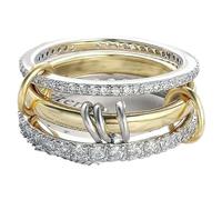 XFSRG Anello Donna con Cubica Zirconia Anelli Impilabili Elettroplaccato 3 Anelli Intrecciati Anniversario Promessa Anello Spinner Gioielli per San Valentino Matrimonio