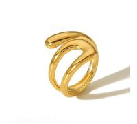 XFSRG Anello Donna e Uomo - Anelli Aperto Regolabile a Forma Geometrica Irregolare Gioiello Statement Adatto all’Uso Quotidiano (Oro)