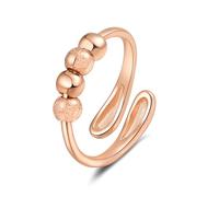 XFSRG Anello Donna Regolabile in Oro Argento e Oro Rosa con Sfere Rotanti Anelli Donna Eleganti per Ogni Occasione (Oro Rosa)