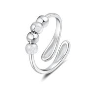 XFSRG Anello Donna Regolabile in Oro Argento e Oro Rosa con Sfere Rotanti Anelli Donna Eleganti per Ogni Occasione (Argento)