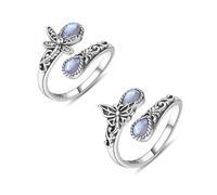 XFSRG Anello farfalla donna libellula regolabile anello aperto stile naturale gioiello artigianale vintage con cristallo per ragazze e donne regalo romantico accessorio moda primavera estate