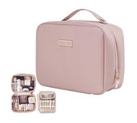 XFSRG Beauty Case Portatile Impermeabile Grande Volume da Donna con Manico Ergonomico Trousse da Viaggio in PU Organizer Cosmetico e Pochette Trucchi da Donna (Rosa)