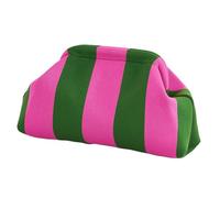 XFSRG Borsa Crochet da Donna Clutch Pochette a Righe Contrasto Stile Dumpling Increspata Cloud Purse Clutch Estiva da Spiaggia Borsa a Mano Morbida per Vacanze Uscite e Festa (Verde)
