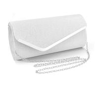 XFSRG Borsa Donna Pochette Cerimonia Clutches Moda Borse da Sera Glitterata Elegante Clutch con Catena Staccabile per Cocktail Festa Matrimonio (Argento)