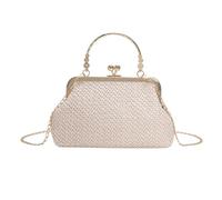 XFSRG Borsa Donna Tracolla Estiva in Paglia Intrecciata a Mano Crossbody Casual di Grande Capacità Clutch per Spiaggia Vacanza e Viaggio (Beige)