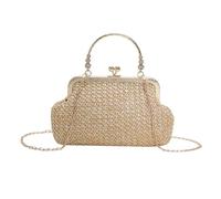 XFSRG Borsa Donna Tracolla Estiva in Paglia Intrecciata a Mano Crossbody Casual di Grande Capacità Clutch per Spiaggia Vacanza e Viaggio (Cachi)