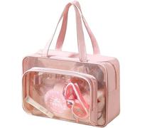 XFSRG Borsa Trasparente Necessaire Bagno Doppio Strato Impermeabile Cosmetico Beauty Case Organizzatore Viaggio Trasportabile Maniglia
