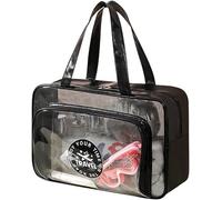 XFSRG Borsa Trasparente Necessaire Bagno Doppio Strato Impermeabile Cosmetico Beauty Case Organizzatore Viaggio Trasportabile Maniglia