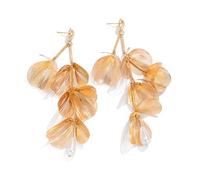 XFSRG Boucles D'oreilles à Tige en Forme de Gingko Doré pour Femme Boucles D'oreilles Pendantes en Forme de Pétale de Fleur Style Vintage Bijoux pour Filles (Oro)