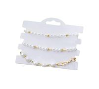 XFSRG Bracciale a Doppio Strato Bracelet Femme Élégan Ensemble de Bracelets en Acier Inoxydable avec Perles et Chaînes Bijoux Tendance pour Femmes
