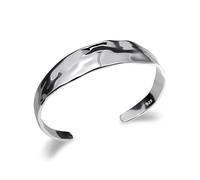 XFSRG Bracciale Argento Donna 925 Cuff Largo Martellato Vintage Bracciale Aperto in Argento Texture Artigianale Gioiello Statement Punk e Retrò