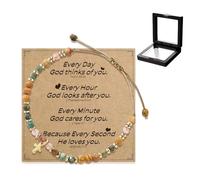 XFSRG Bracciale Artigianale con Perline Pietre Naturali e Ciondolo Croce Vintage Bracciale Regolabile da Donna Stile Boho Idea Regalo per Quotidiano e Festival (Marrone)