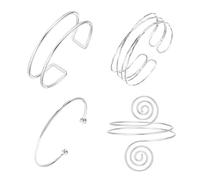 XFSRG Bracciale Braccio Superiore Donna Oro Spirale Arm Cuff Bracciale da Braccio Alto Acciaio Inossidabile Aperto Regolabile Geometrico Moderno Elegante