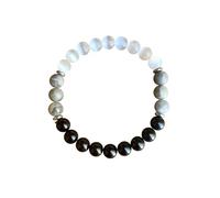 XFSRG Bracciale da Donna Elegante con Quarzo Rosa e Pietre Preziose Gioiello Moda per Ogni Occasione (Nero e bianco)