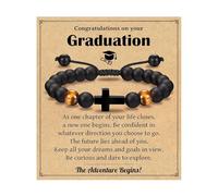 XFSRG Bracciale da uomo a forma di croce con occhio di tigre bracciale da uomo e ragazzo in pietra naturale con perle per cresima e laurea regalo compleanno per figlio fratello nipote